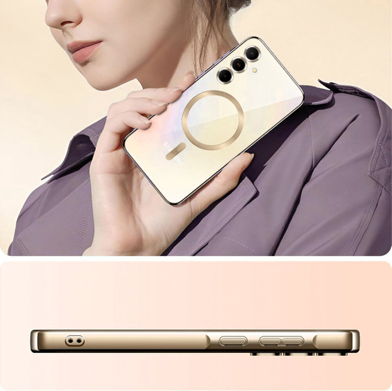 Чохол для Samsung Galaxy S24 FE, Electro MagSafe, золотий + Скло на екран