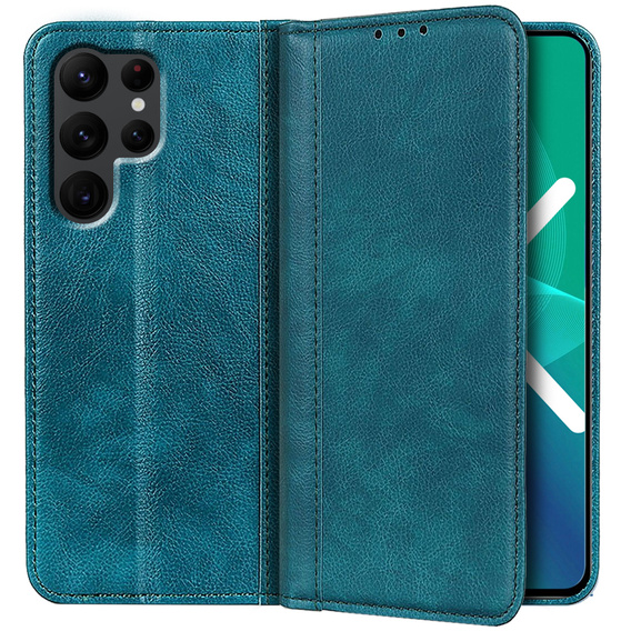 Чехол до Samsung Galaxy S22 Ultra 5G, Wallet Litchi Leather, синий