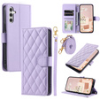 чехол-крышка для Samsung Galaxy S25, Rhombus Crossbody Leather, фиолетовый