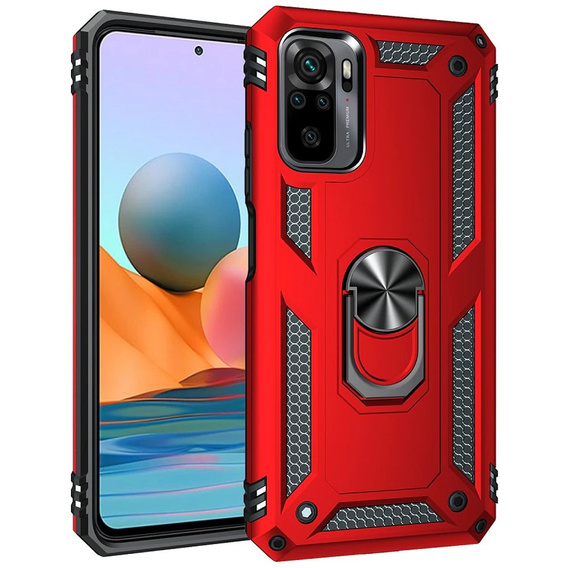 Бронированный Чехол до Xiaomi Redmi Note 10 / 10S, Nox Case Ring, красный