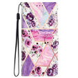 Чохол-книжка для Samsung Galaxy A25 5G, Wallet, marble & flowers, рожевий + скло 9H
