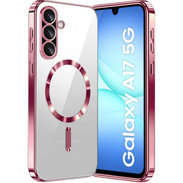 Чехол для Samsung Galaxy A17 5G, Electro MagSafe, прозрачный с розовыми боками