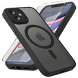 Чехол для iPhone 11, для MagSafe, ERBORD Matt Case, чёрный + стекло для экрана