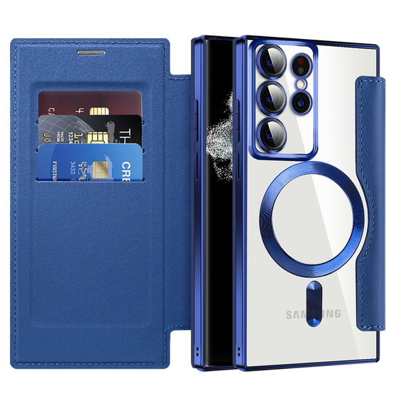 Чохол-книжка для Samsung Galaxy S22 Ultra 5G, RFID Wallet MagSafe CamShield, темно-синій