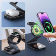 Індуктивний зарядний пристрій ERBORD 3-в-1 для смартфона, Apple Watch і AirPods 2 / 3 / Pro, чорний