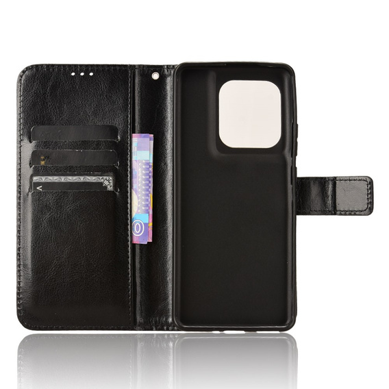 Футляр з клапаном для Motorola Edge 50 Ultra, Crazy Horse Wallet, чорний