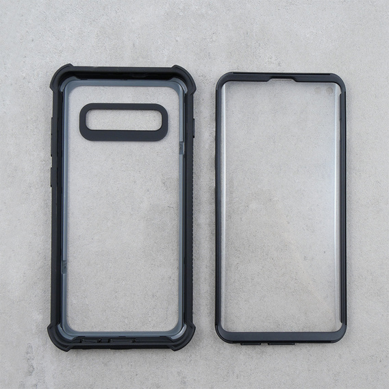 Чехол до Samsung Galaxy S10 Plus, Dexnor Full Body Rugged, прозрачный / черный