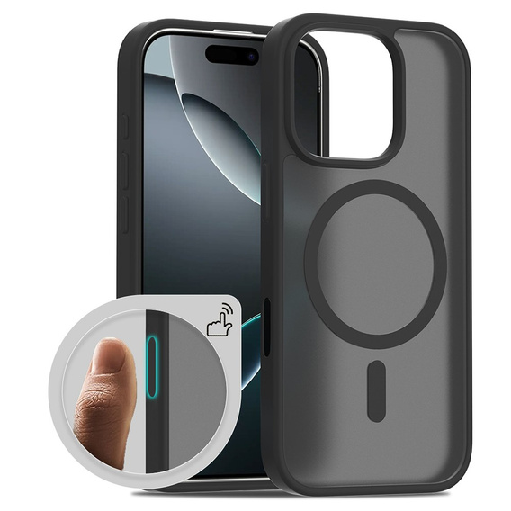 Чохол ERBORD з MagSafe для iPhone 16 Pro, Matte Case, з активною кнопкою, матовий / чорний