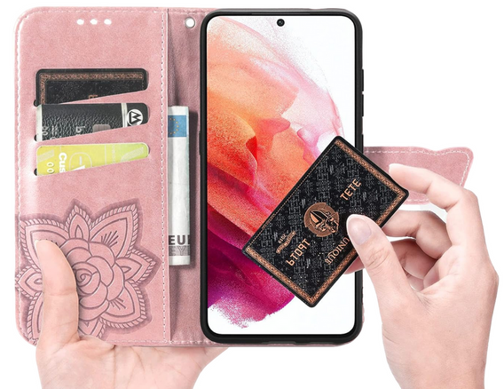 Чохол-книжка для Realme 12 Pro 5G / 12 Pro+ 5G, Butterfly, рожевий rose gold