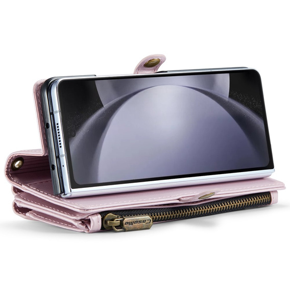 Чехол CASEME для Samsung Galaxy Z Fold6 5G, RFID Leather Wallet, с плечевым ремнем, розовый
