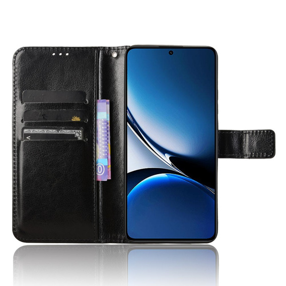 Откидной чехол для Xiaomi Poco X7 Pro 5G, Crazy Horse Wallet, чёрный