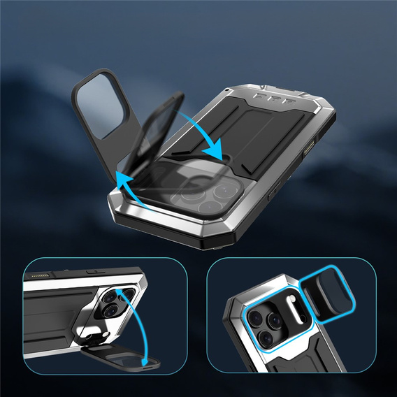 Бронированный чехол R-JUST с защитой экрана и подставкой для iPhone 17 Pro Max