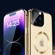 Магнитный чехол с двойным стеклом MagSafe для iPhone 15 Pro, золотой