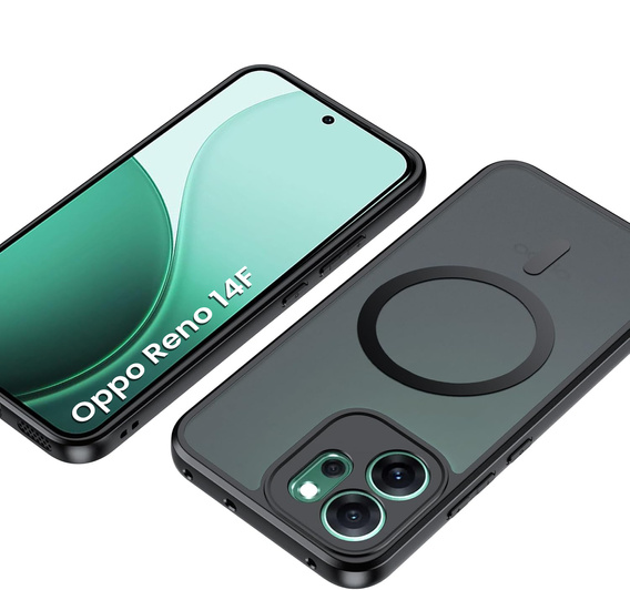 Матовий чохол для Oppo Reno 14F, для MagSafe, напівпрозорий чорний