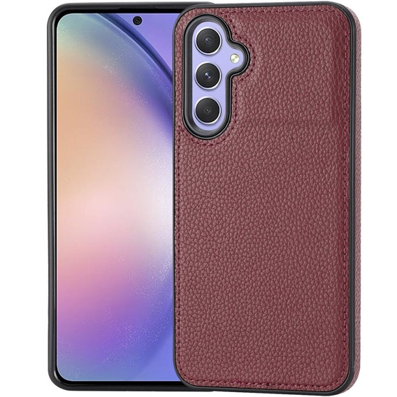 Шкіряний чохол для Samsung Galaxy A54, Lychee leather Case, бордовий