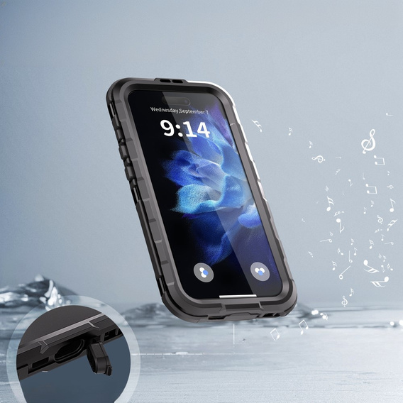 IP68 Водонепроницаемый чехол для iPhone 16, SHELLBOX MagSafe, чёрный