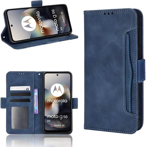 Футляр з клапаном для Motorola Moto G56 5G, Card Slot, темно-синій