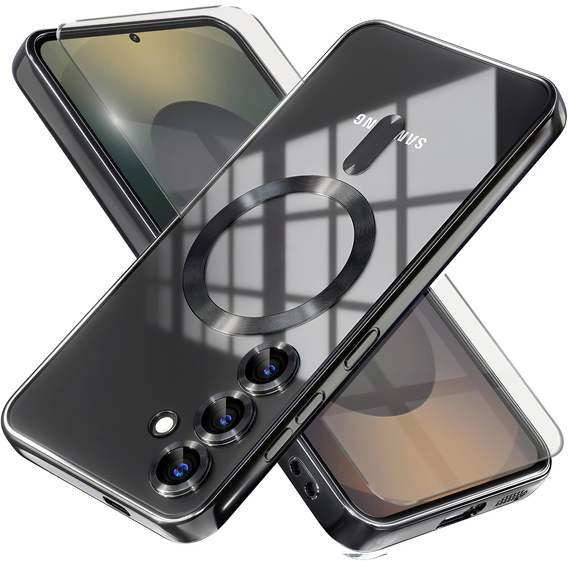 Чохол для Samsung Galaxy S25, Electro MagSafe, чорний + Скло на екран
