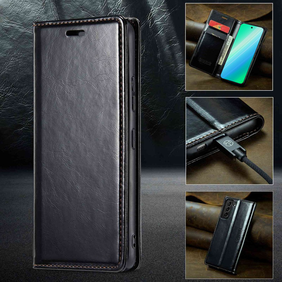 Откидной чехол для Samsung Galaxy S23, ERBORD Waxy Wallet, чёрный