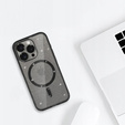 Чохол для iPhone 16 Pro Max, ERBORD Glitter MagSafe, чорний + Скло для екрану