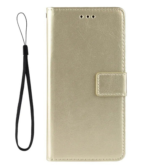 Футляр з клапаном для Xiaomi Poco F6 Pro, Crazy Horse Wallet, золотий