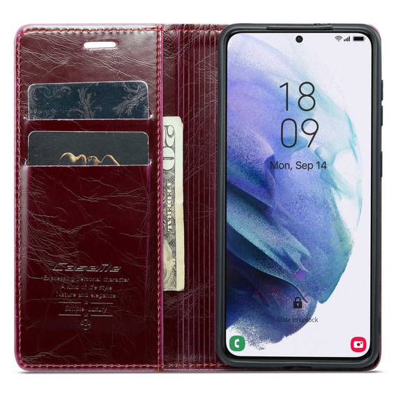 Флип-кейс CASEME для Samsung Galaxy S21, Waxy Textured, красный