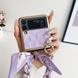 Чохол для Samsung Galaxy Z Flip4 5G, Grid Leather, фіолетовий