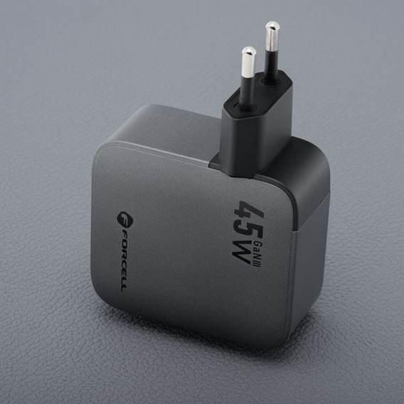 Мережевий зарядний пристрій GaN з кабелем USB-C 45 Вт Forcell F-Energy