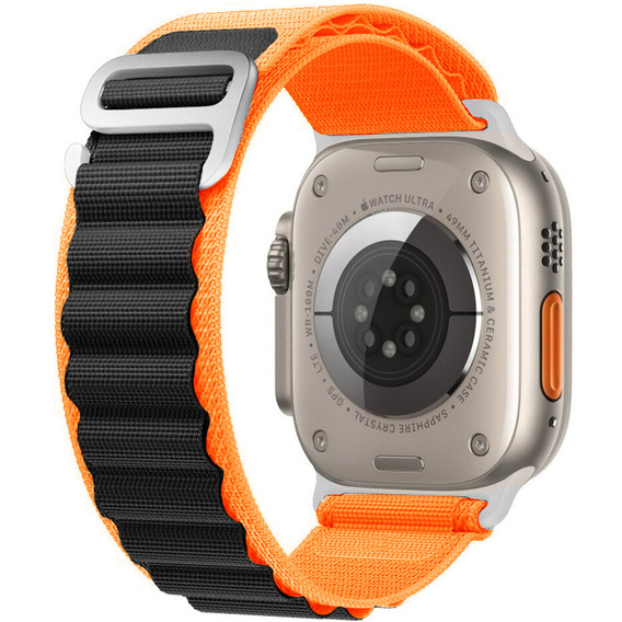 Нейлоновый ремешок для Apple Watch 1/2/3/4/5/6/7/8/SE/ULTRA 42/44/45/49 мм, оранжевая  / чёрный