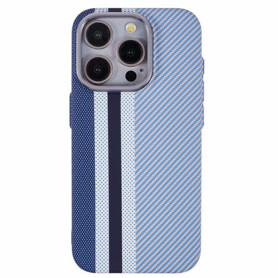 Чехол для iPhone 13 Pro, Carbon Fiber MagSafe, синий