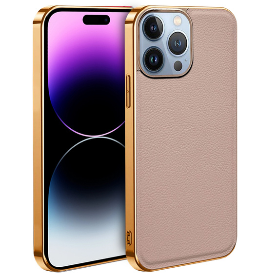 Чехол до iPhone 14 Pro, Cowhide Leather, розовый