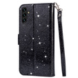 Откидной чехол для Samsung Galaxy A35 5G, Wallet Zipper Pocket Glittery, чёрный