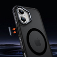 Матовый чехол для iPhone 17, бронированный, для MagSafe, дымчатый с черными боками