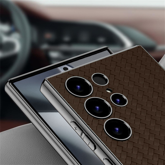 Чехол до Samsung Galaxy S24 Ultra, GKK Woven Leather, кофе