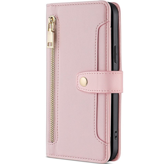 Откидной чехол для Samsung Galaxy S23, Wallet Zipper Pocket, розовый