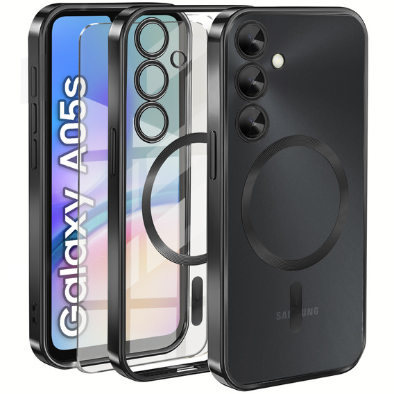 Чехол для Samsung Galaxy A05s, Electro MagSafe, чёрный + стекло для экрана