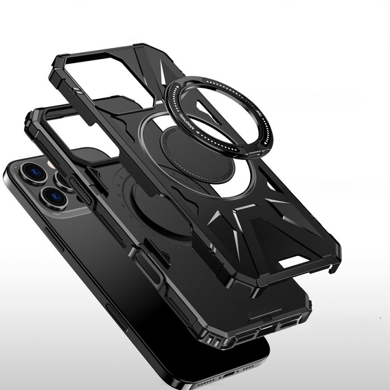 Чохол для iPhone 16 Pro, броньований з підставкою та ручкою, чорний