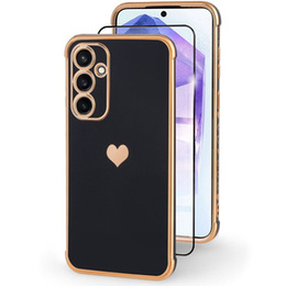 Чохол для Samsung Galaxy A55 5G, Electro heart, чорний + Full Glue Ceramic Glass