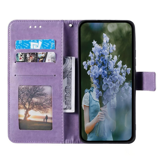 Чохол-книжка для Motorola Moto E13, Mandala Flower, фіолетовий