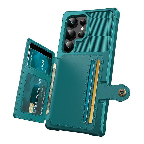 Чехол для Samsung Galaxy S24 Ultra, Card Holder Kickstand, зелёный
