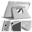 Чехол для iPad 10.2" 2021/2020/2019 (9/8/7 gen.), с местом для стилуса, поворачивающийся на 360°, серый