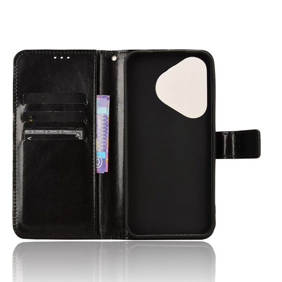 Откидной чехол для Huawei Pura 70, Crazy Horse Wallet, чёрный