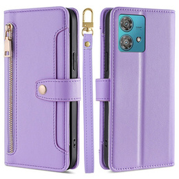 Откидной чехол для Motorola Edge 40 Neo, Wallet Zipper Pocket, фиолетовый