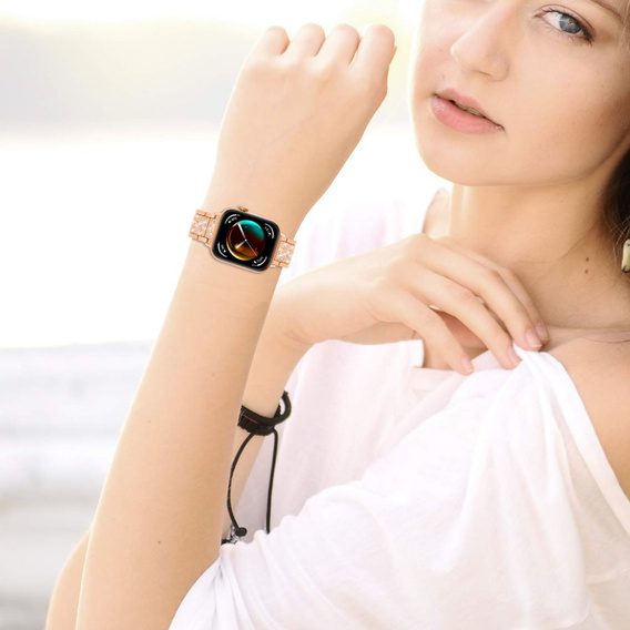 Бриллиантовый браслет для Xiaomi Smart Band 8 Pro, розовое золото