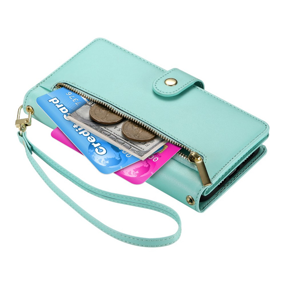 Чохол-книжка для Samsung Galaxy S24 FE, Wallet Zipper Pocket, зелений