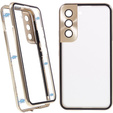 Чехол для Samsung Galaxy S22, Magnetic Dual Glass, золотой