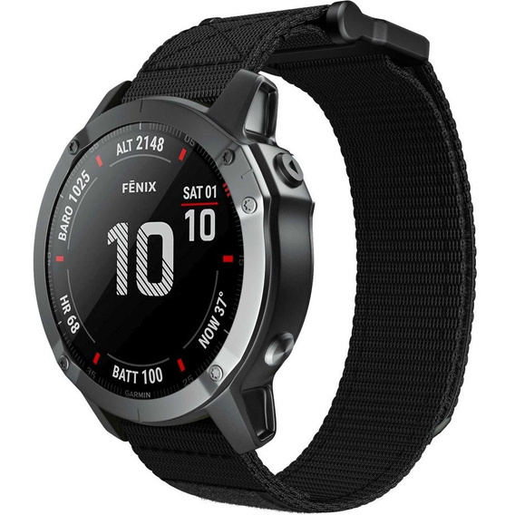 Нейлоновый ремешок до Garmin Fenix 7/Fenix 6 Pro/Forerunner 935/945/955 22mm, Black