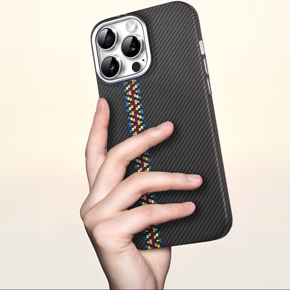 Чехол для iPhone 13 Pro Max, Carbon Fiber MagSafe, чёрный