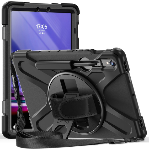 Бронированный чехол для Samsung Galaxy Tab S9 / S8 / S7, защитный 360 с местом для стилуса, чёрный