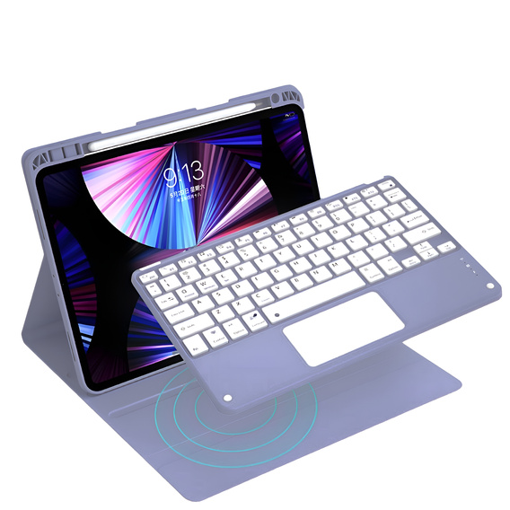 Чехол + клавиатура iPad 10.2 2021 / 2020 / 2019 / Air 10.5 2019, Leather Pen Slot TouchPad, фиолетовый